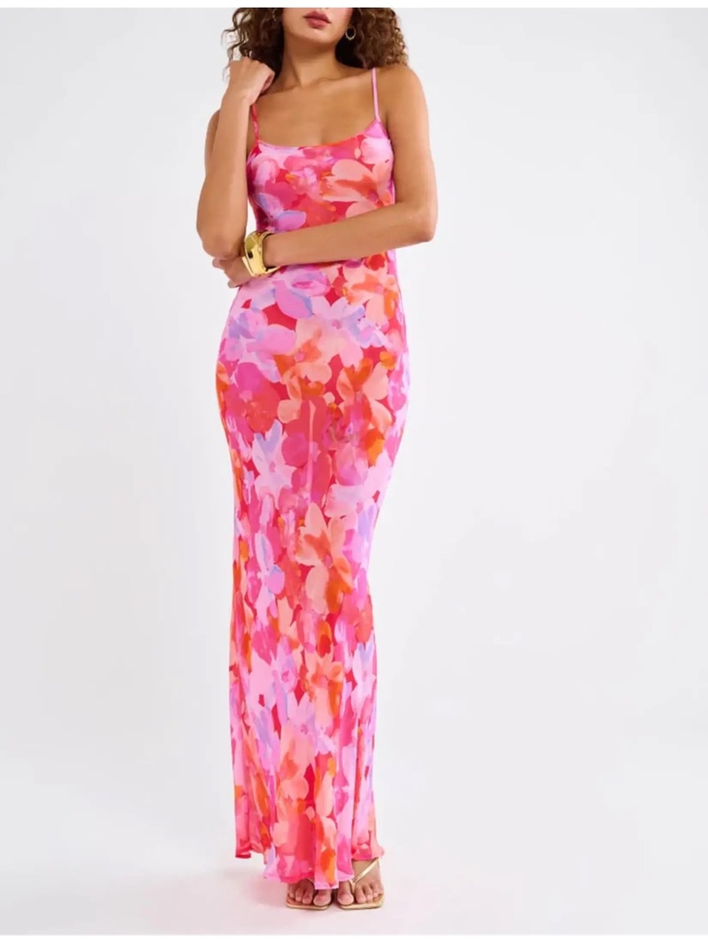 Floral Pink Slip Maxi Dress